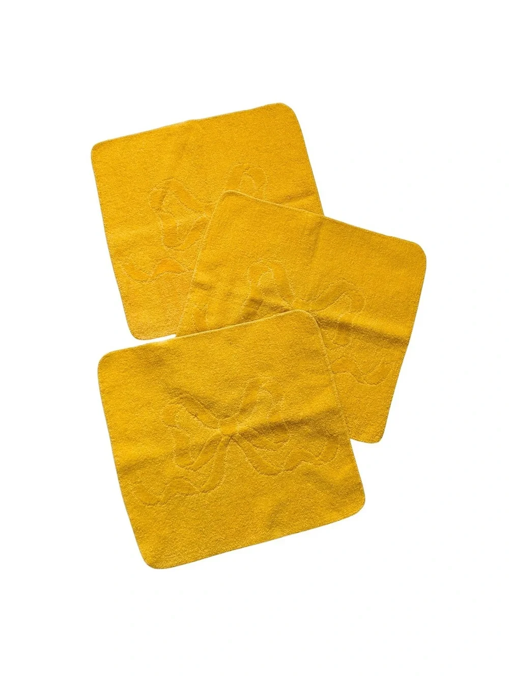 Vintage Cannon Marigold Yellow Washcloth Set with Bow Detail